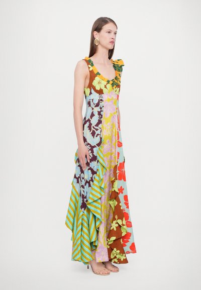 Multicolored Floral - Print Ruffled Maxi Dress