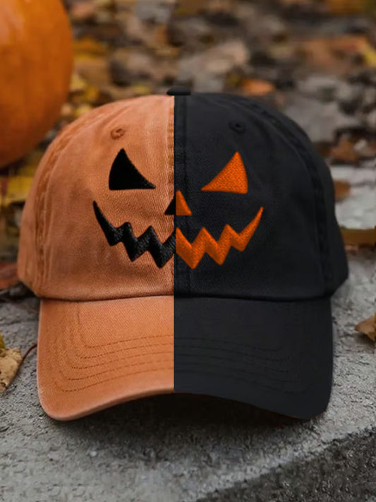 Autumn Halloween Ghost Smiling Face Printed Baseball Cap