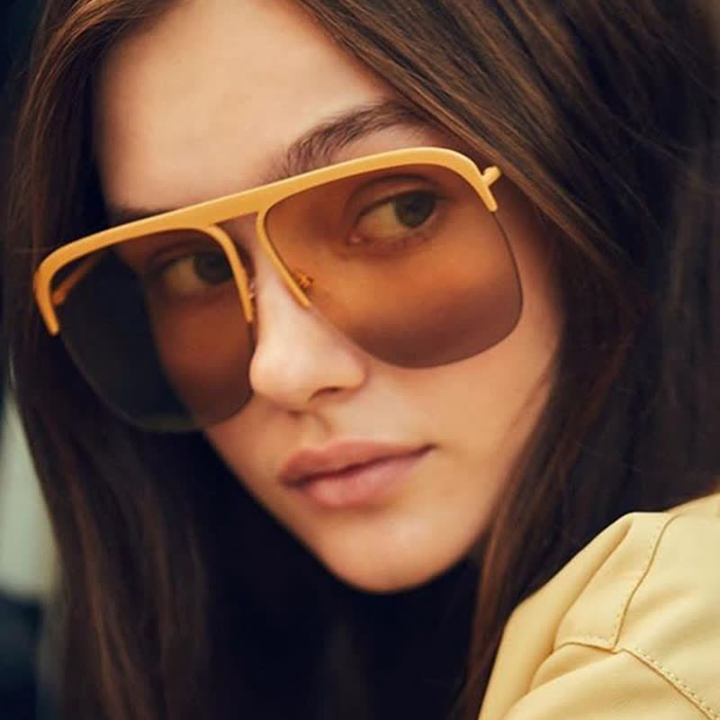 Spykay™ SG60864 Square Frame Semi-Rimless Oversized Sunglasses