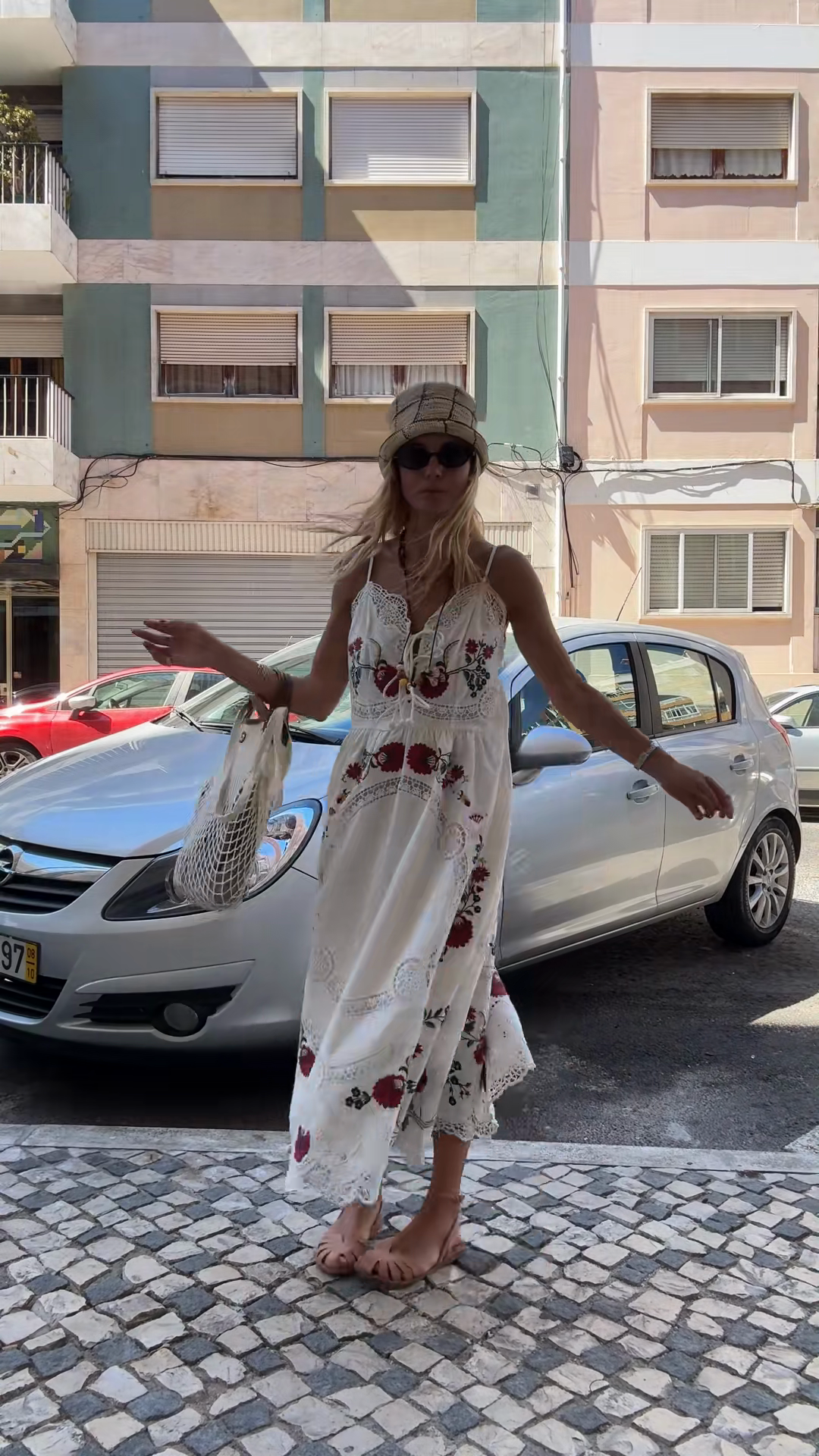 White Embroidered Lace - Up Midi Dress