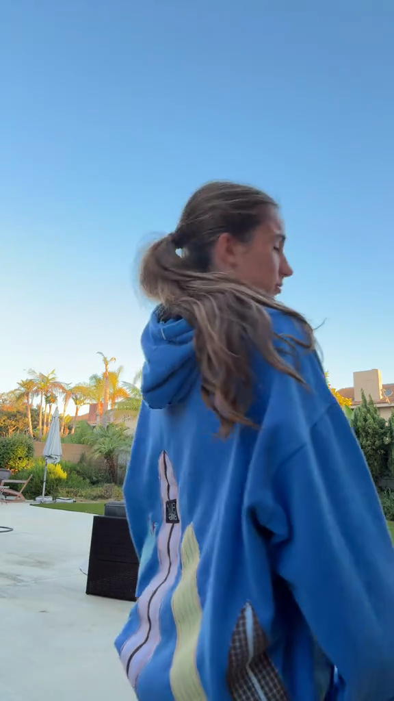 Embroidered and Patched Blue Hoodie