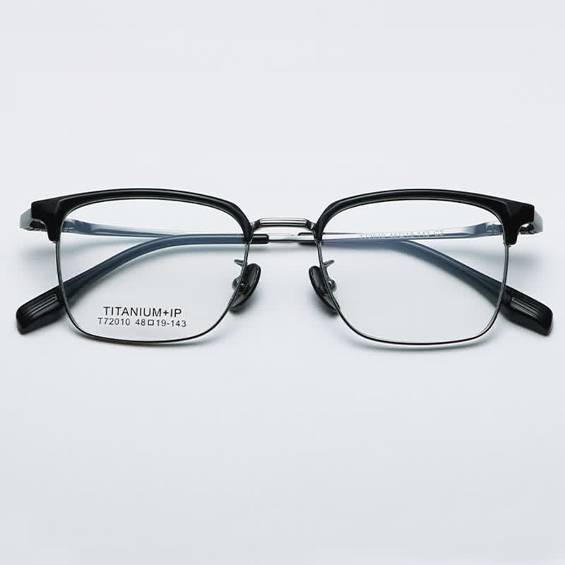Spykay™ EG26735 Square Titanium Frame Anti-blue Light Browline Glasses