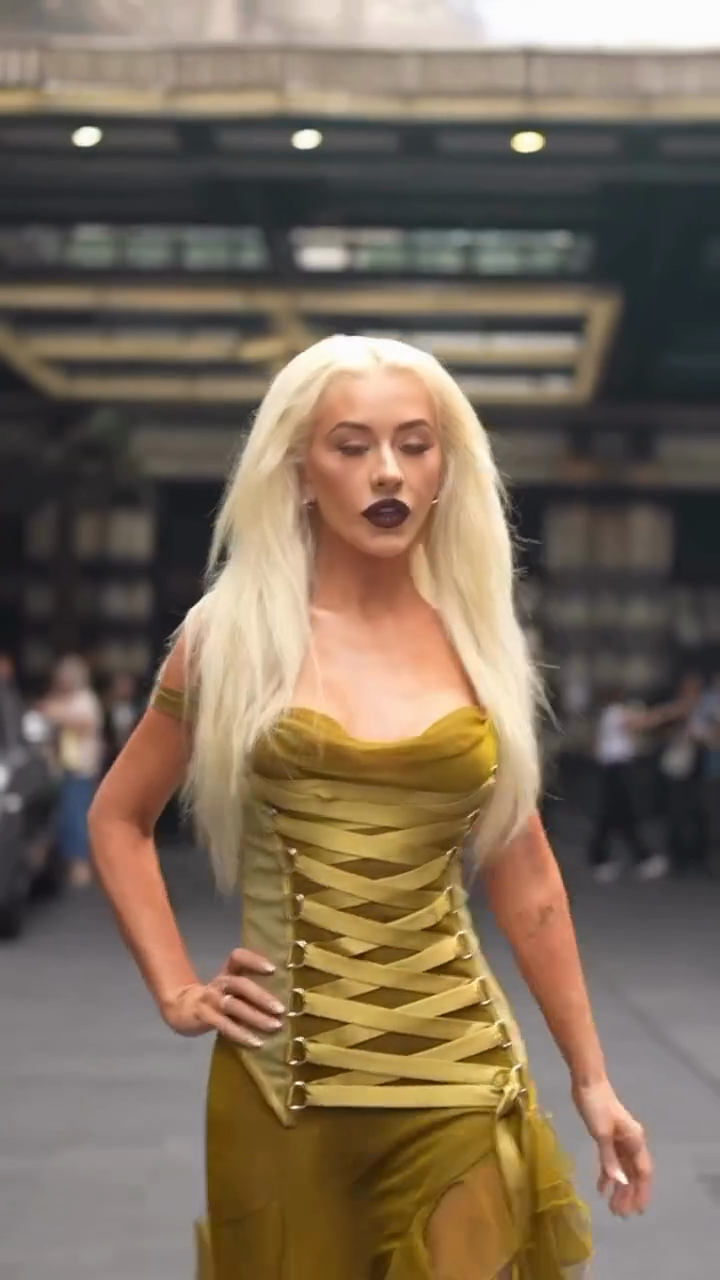 Olive Green Strapless Corset - style Dress with Ruffles