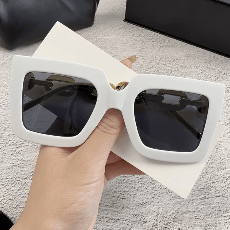 Spykay™ SG60931 Square Oversized Frame Chain Temples Hipster Sunglasses