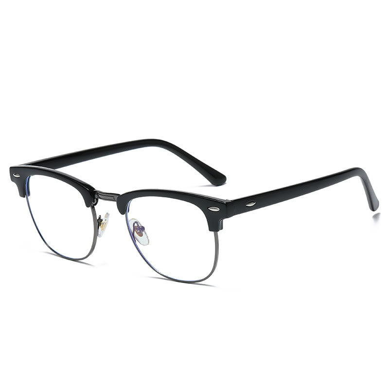 Spykay™ EG1015 Unisex PC Square Half-Frame Clear Lens Glasses, Suitable For Daily Office & Reading Blue Light Glasses