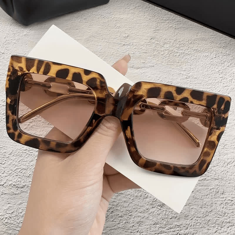 Spykay™ SG60931 Square Oversized Frame Chain Temples Hipster Sunglasses