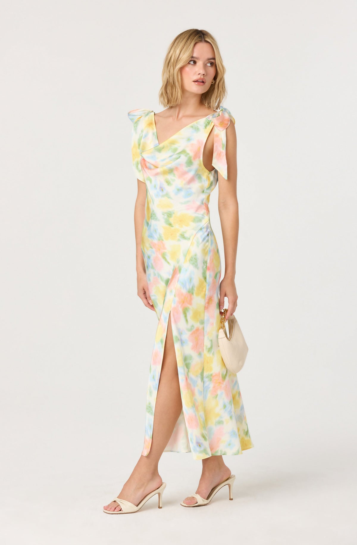 Satin Cowl Neck Midi Dress