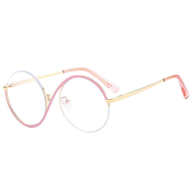 Spykay™ EG26662 "S" Design Metal Semi-Rimless Round Frame Unique Retro-Vintage Glasses