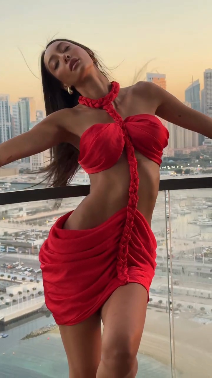 Red Halter - Style Cutout Mini Dress