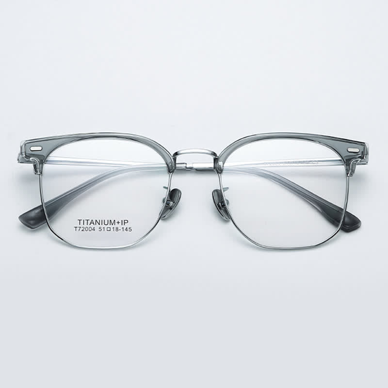 Spykay™ EG26737 Fashion Square Titanium Frame Anti-blue Light Browline Glasses