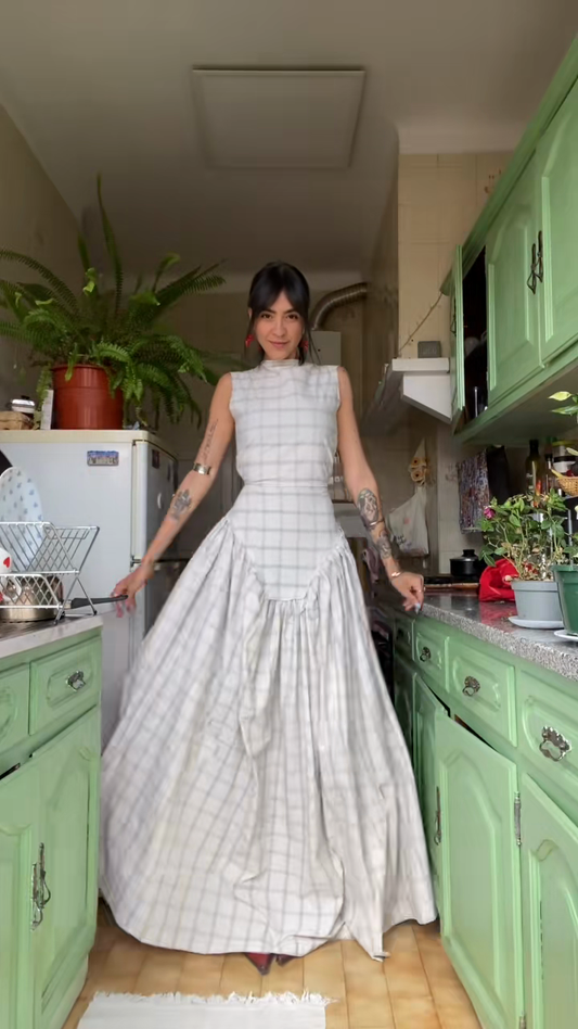 Plaid Sleeveless Maxi Dress