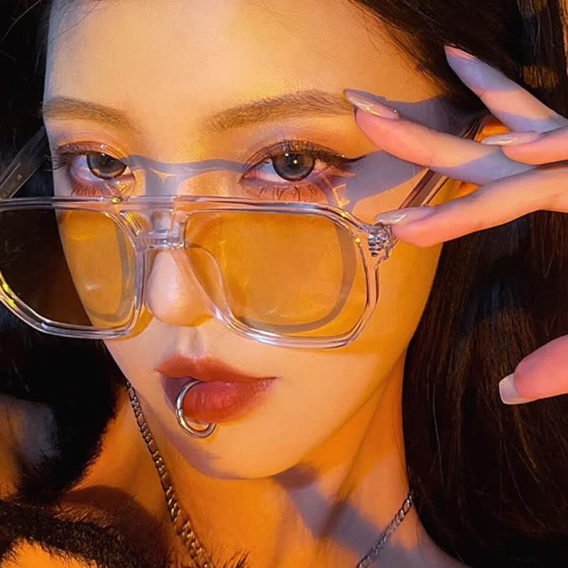 Spykay™ SG60709 Double Bridges Square Frames Oversized Sunglasses