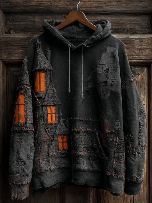 Halloween Spooky Castle Inspired Distressed Washed Hoodie