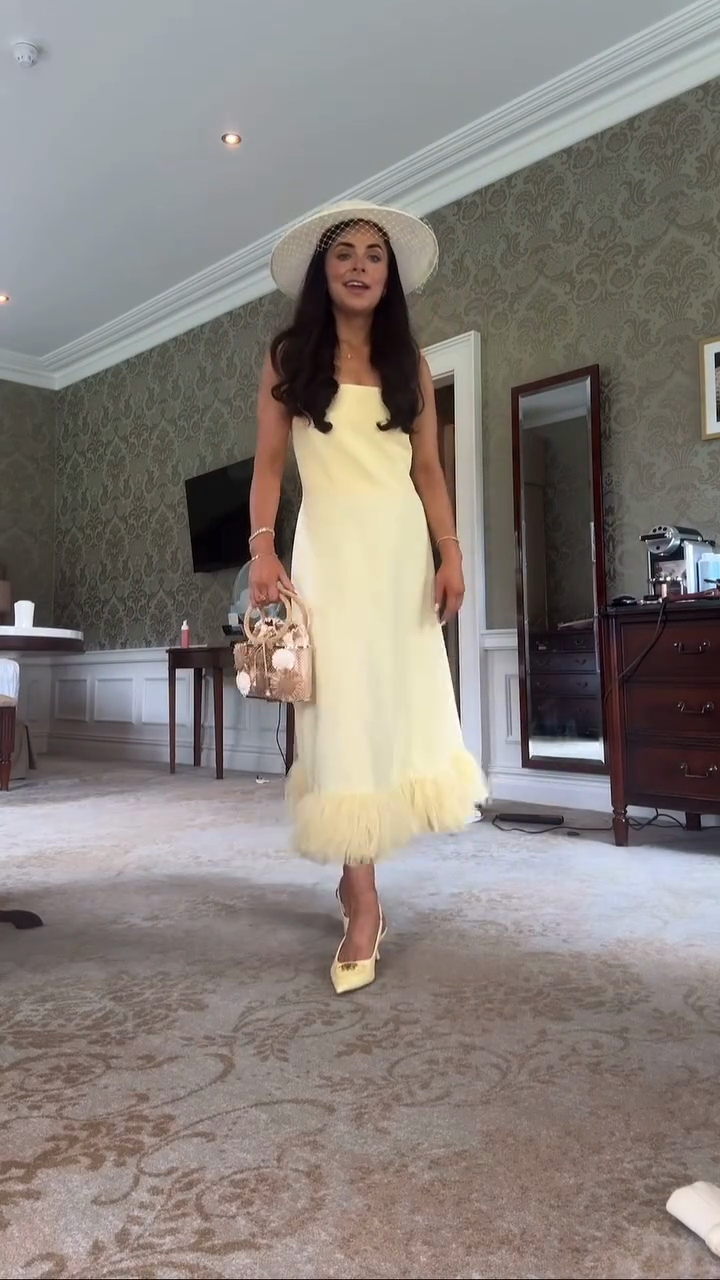 Yellow Off Shoulder Feather Hem Midi Dress