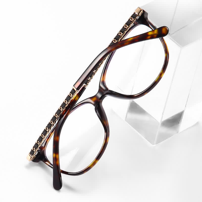 Spykay™ EG26697 Square Frame Chain Temples Anti-blue Light Lightweight Glasses