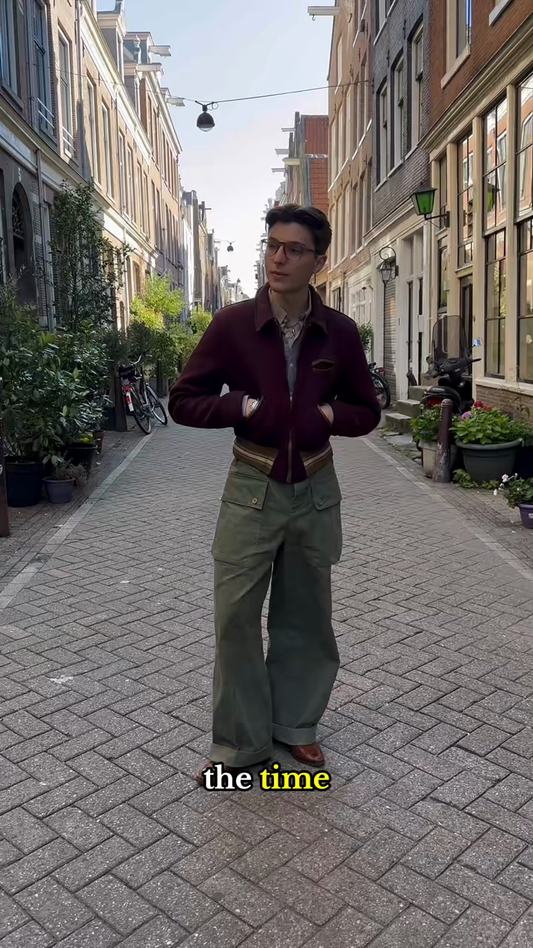 Olive Green Wide - Leg Cargo Pants