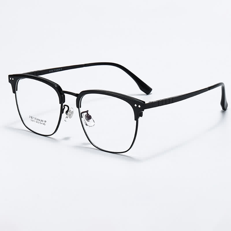 Spykay™ EG26801 Semi-Rimless Square Titanium Frame Anti-blue Light Browline Glasses