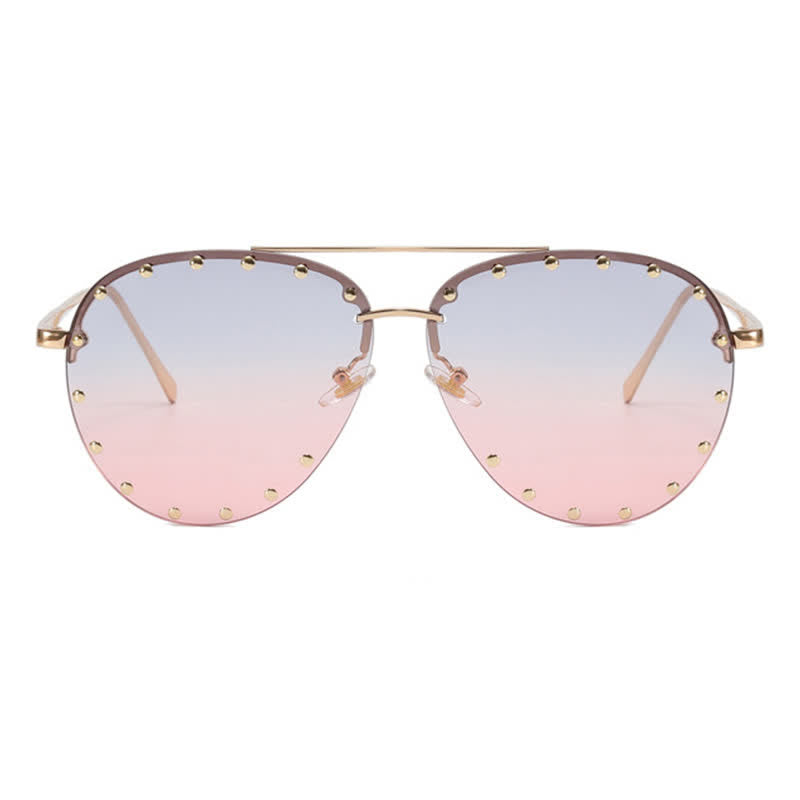 Spykay™ SG60887 Rivets Decor Double Bridges Retro Aviator Sunglasses
