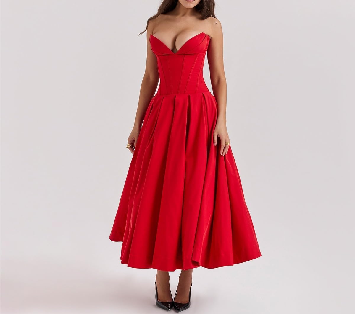 Strapless Corset Midi Dress