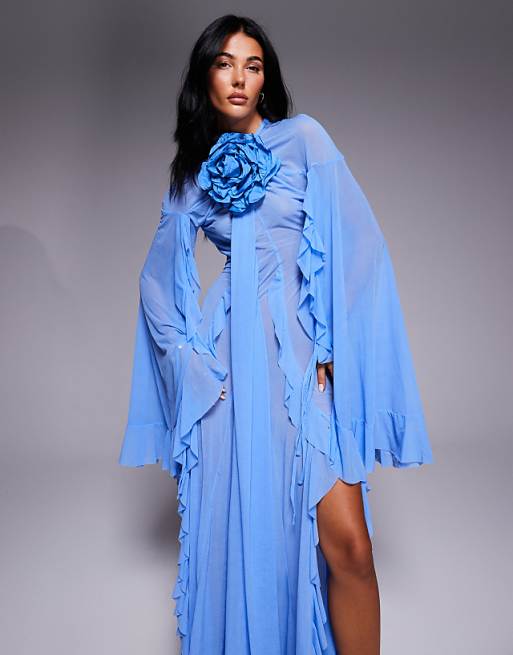 Sheer Ruffled Maxi Dress