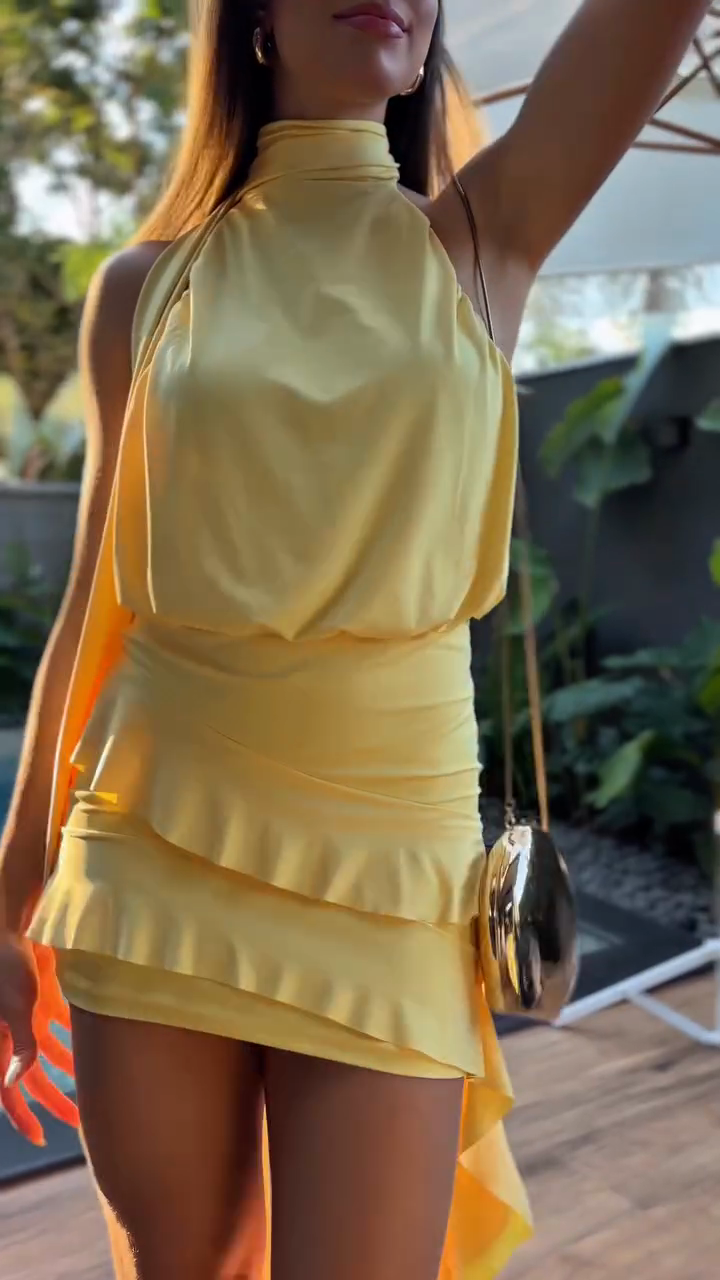 Yellow Halter Mini Dress