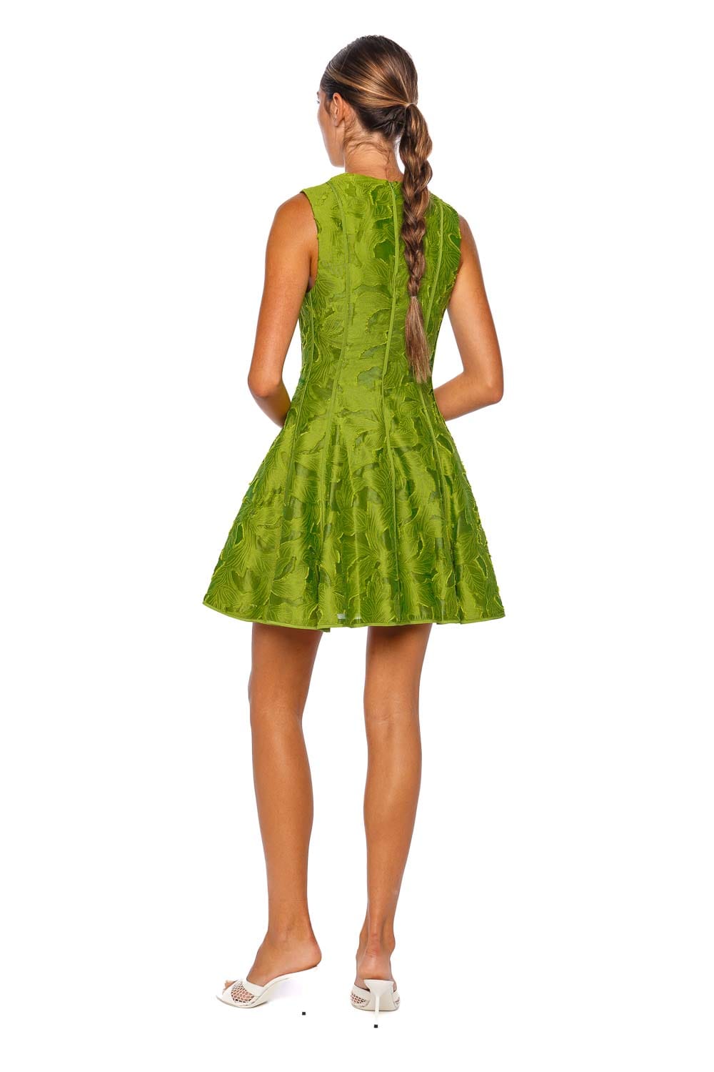 Sleeveless Green Embroidered Mini Dress