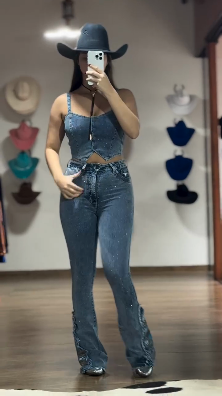 Rhinestone - Embellished Denim Cowboy Set