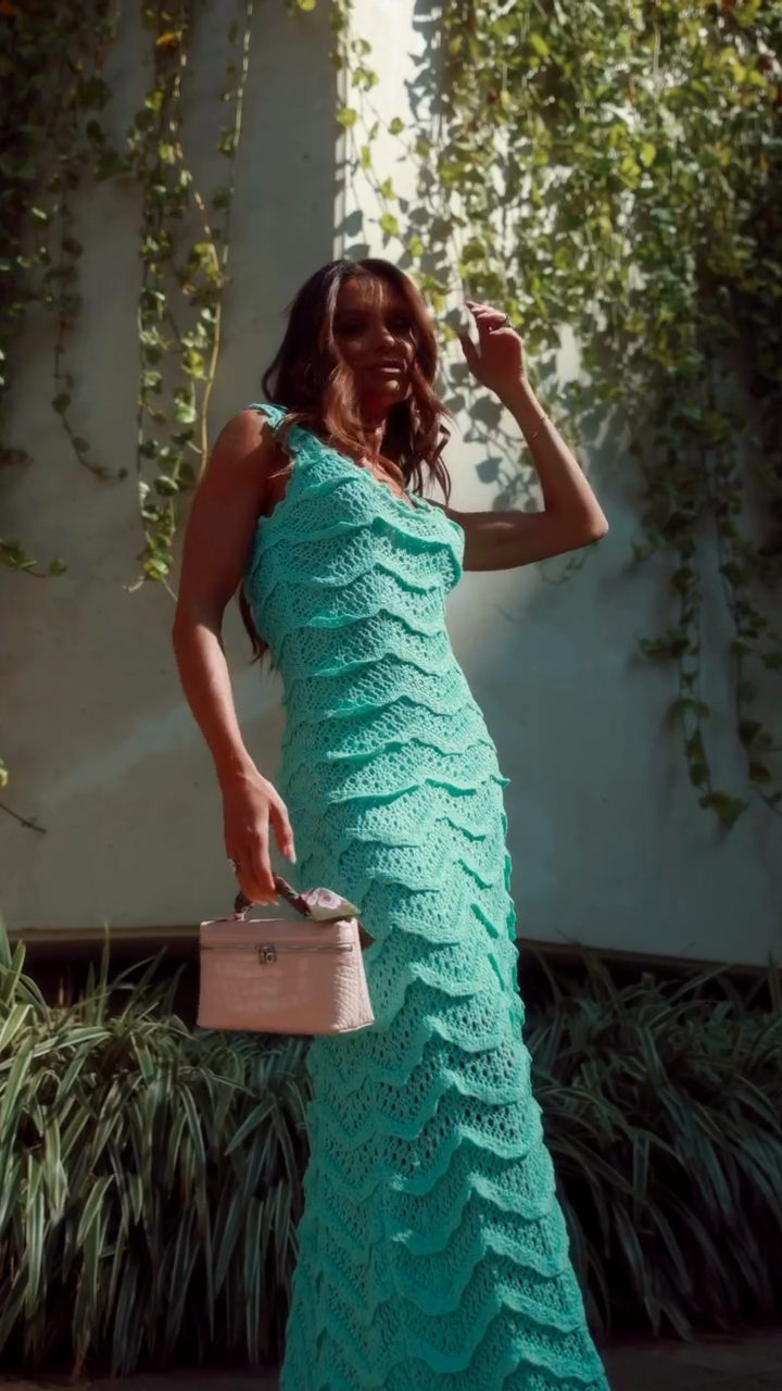 Turquoise Crochet Maxi Dress