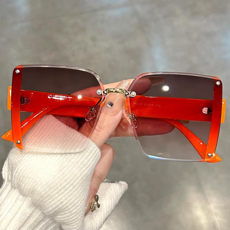 Spykay™ SG60835 Square Frame Oversized Rimless Sunglasses
