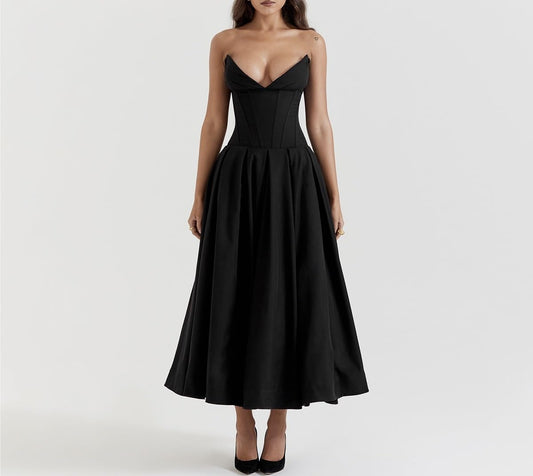 Strapless Corset Midi Dress