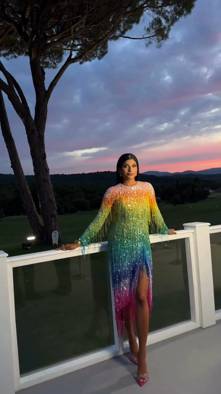 Rainbow Fringe Sequin Dress