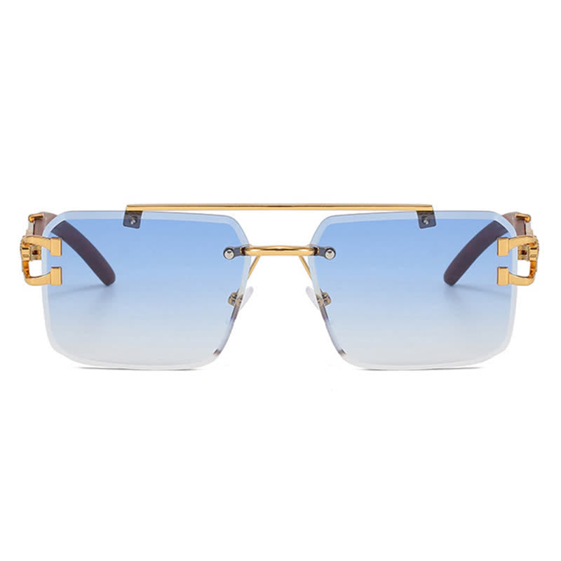 Spykay™ SG60910 Square Frame Leopard Temples Rimless Sunglasses