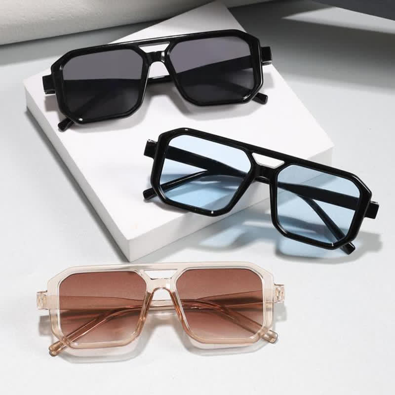 Spykay™ SG60742 Double Bridges Geometric Frame Driving Sunglasses