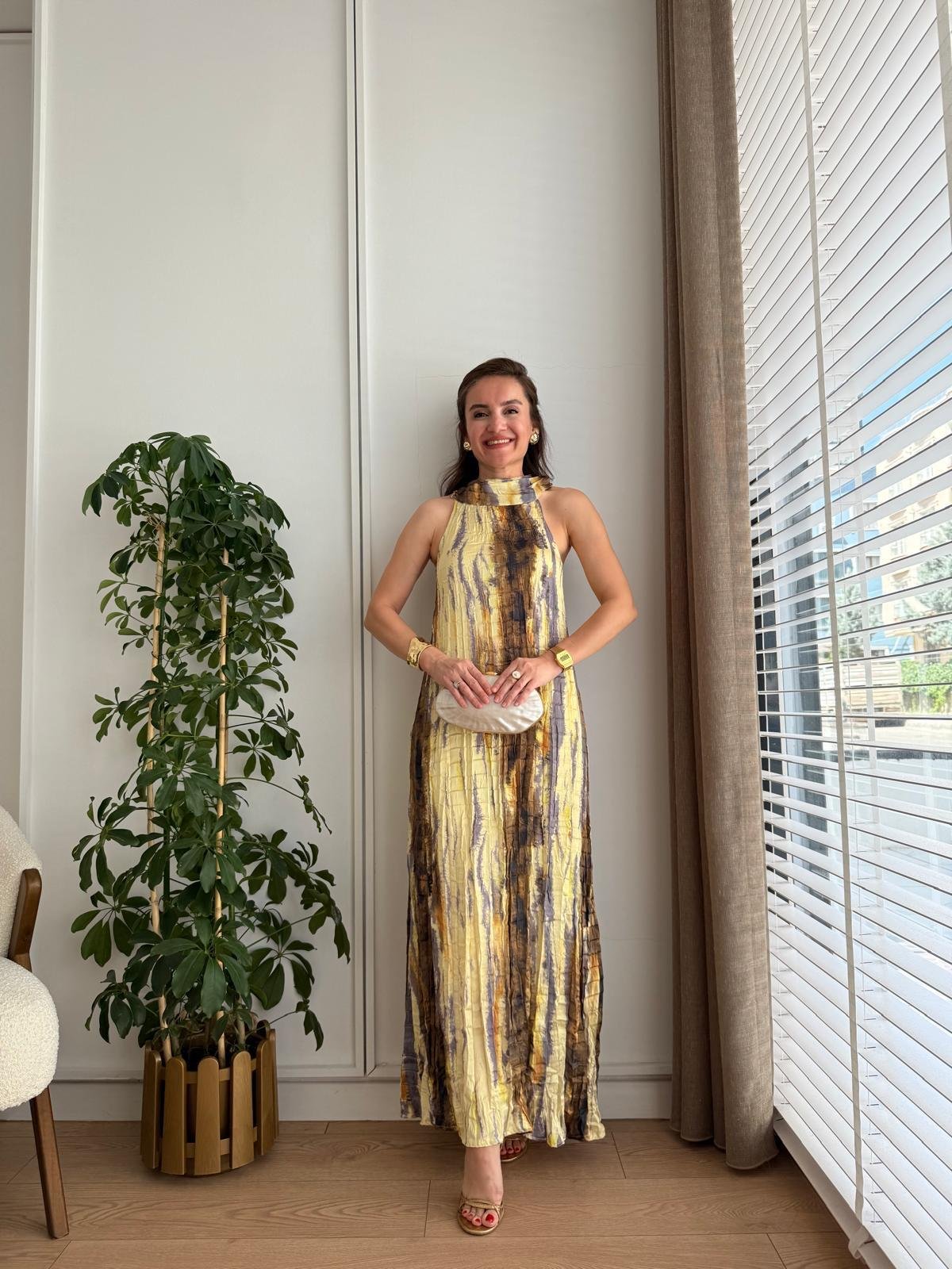 Tie - Dye Halter Maxi Dress