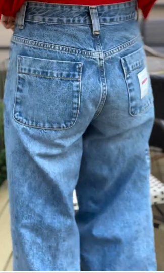 Blue High - Waisted Wide - Leg Jeans