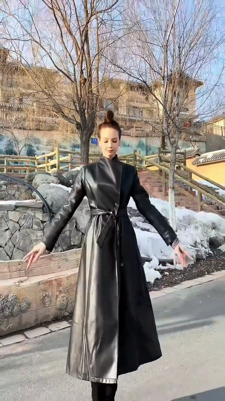 Black Leather Trench Coat