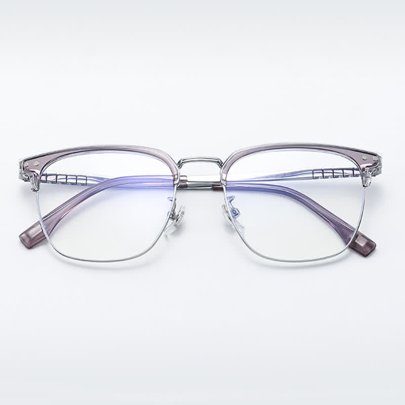 Spykay™ EG26801 Semi-Rimless Square Titanium Frame Anti-blue Light Browline Glasses