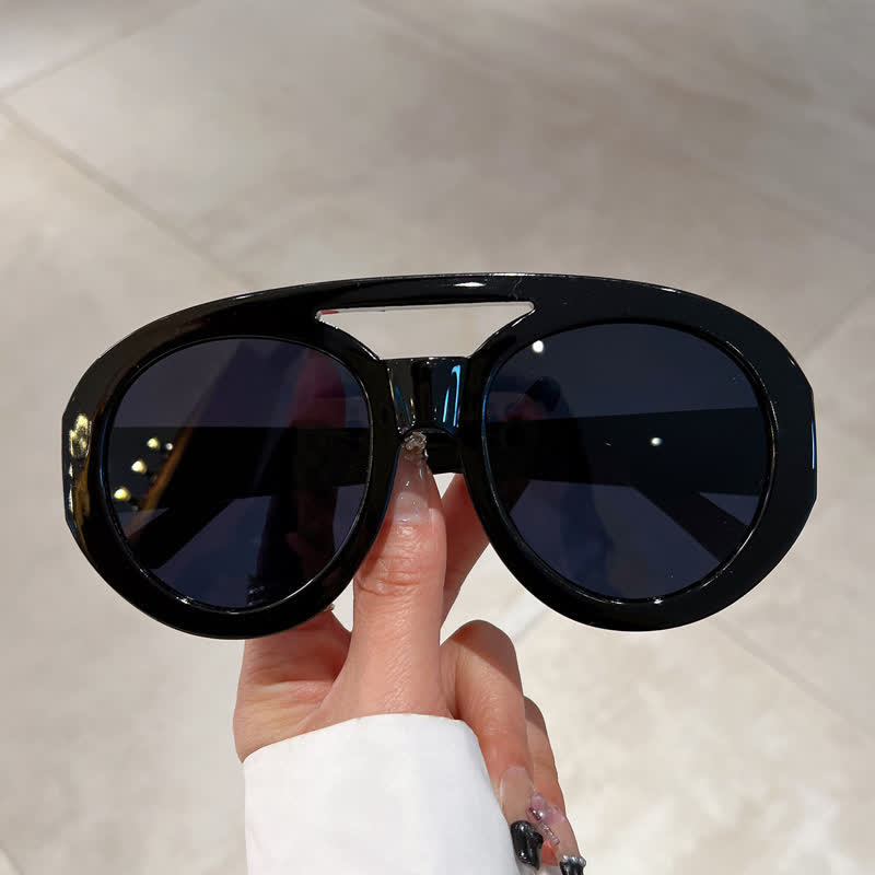 Spykay™ SG60741 Round Frame Double Bridges Oversized Aviator Sunglasses