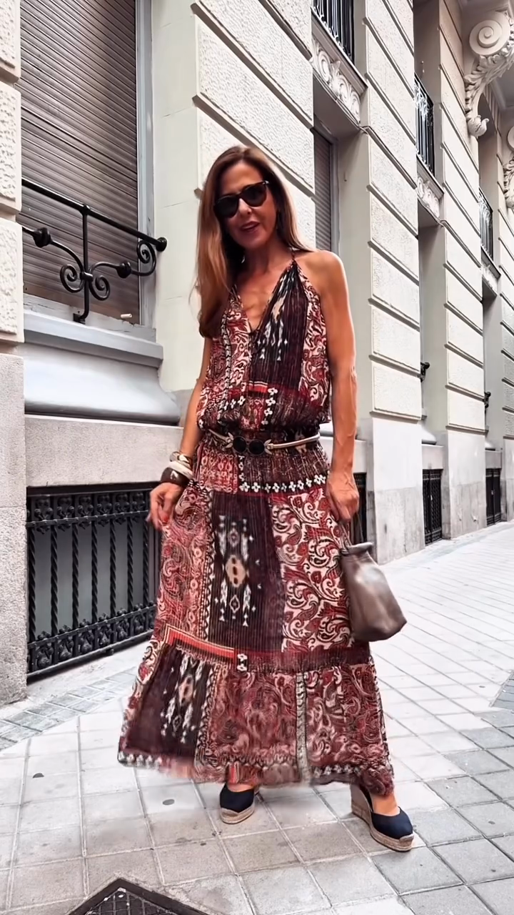 Printed Halter - Neck Maxi Dress