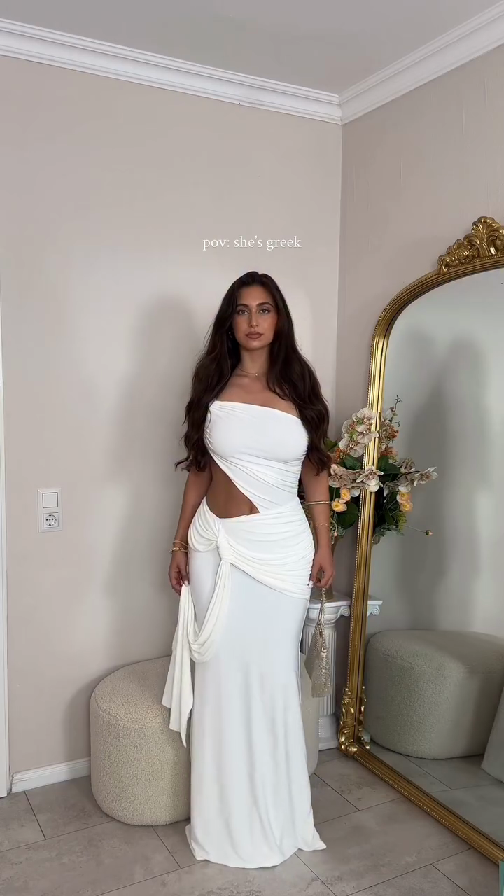 White One - shoulder Cut - out Maxi Dress