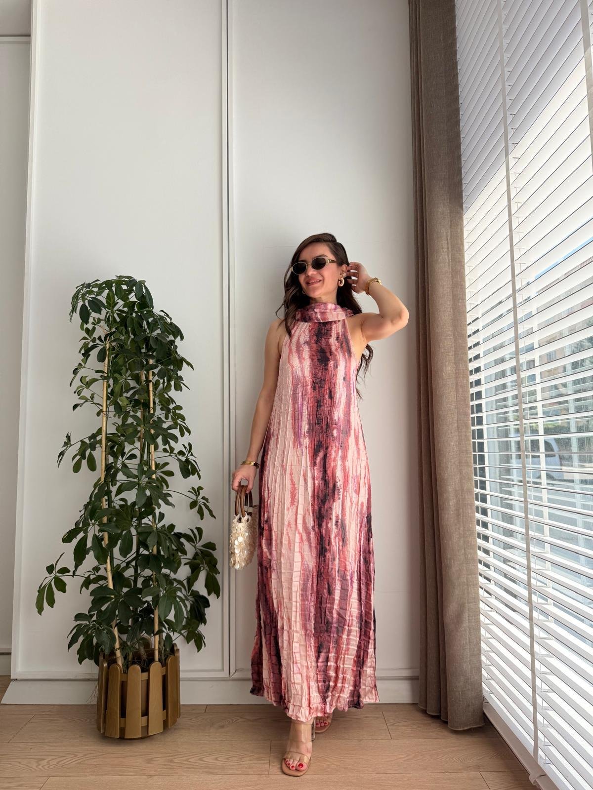 Tie - Dye Halter Maxi Dress