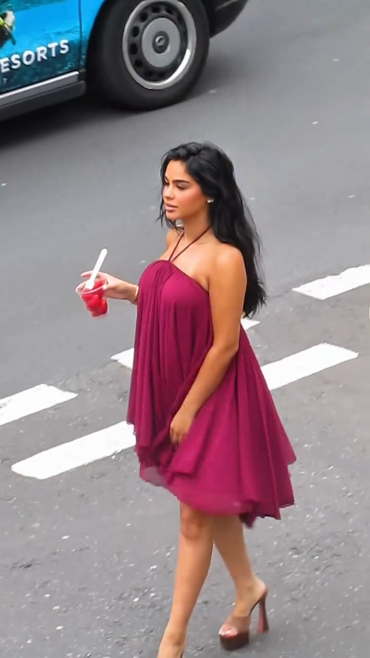 Burgundy Halter - Neck Chiffon Mini Dress