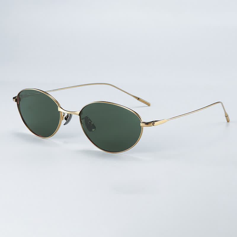 Spykay™ SG60770 Titanium Oval Frame Polarized Lightweight Sunglasses with Nylon Lenses