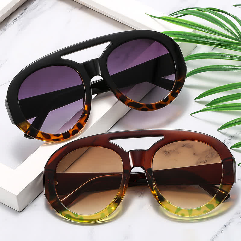 Spykay™ SG60741 Round Frame Double Bridges Oversized Aviator Sunglasses