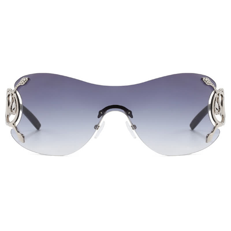 Spykay™ SG60904 Snake Design Temples One-piece Rimless Y2K Sunglasses