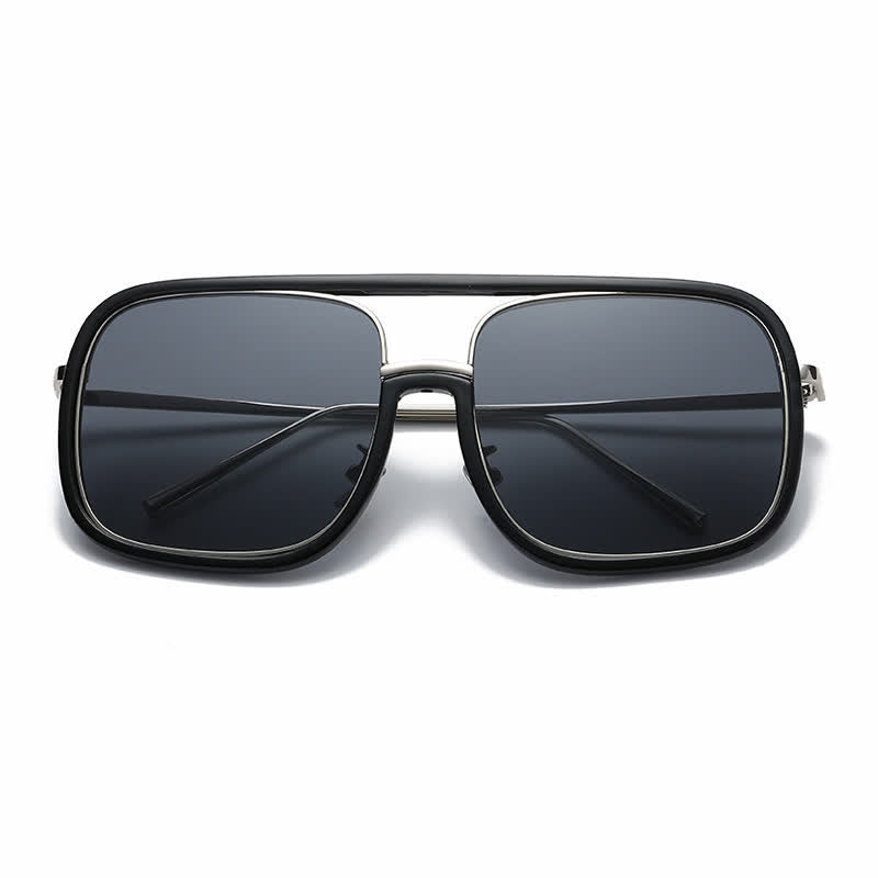 Spykay™ SG60732 Tortoise Pattern Flat Top Square Frame Double Bridges Sunglasses
