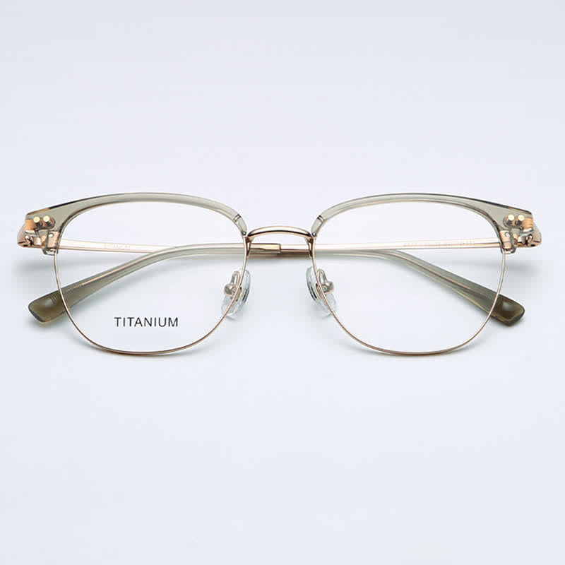 Spykay™ EG26739 Lightweight Square Titanium Frame Anti-blue Light Browline Glasses