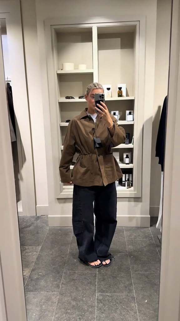 Brown Drawstring Waist Utility Jacket