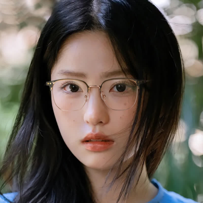 Spykay™ EG26739 Lightweight Square Titanium Frame Anti-blue Light Browline Glasses