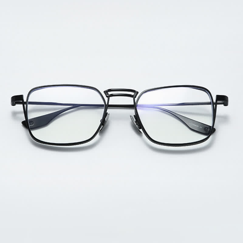 Spykay™ EG26738 Double Bridges Square Titanium Frame Anti-blue Light Vintage Glasses